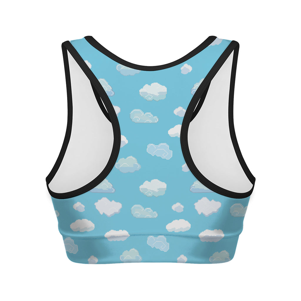 Pixel Cloud Pattern Print Women's Sports Bra