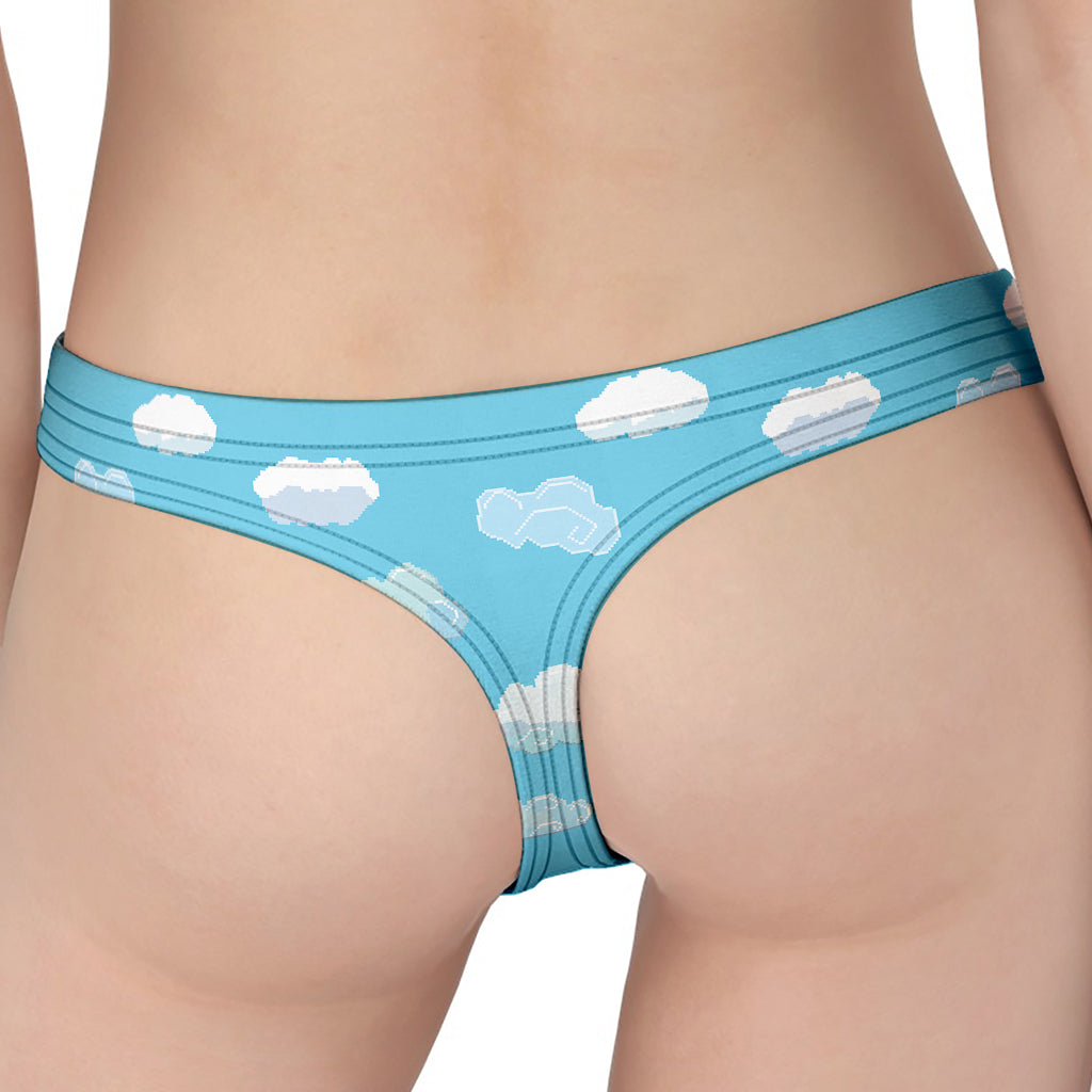 Pixel Cloud Pattern Print Women's Thong