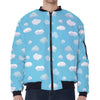 Pixel Cloud Pattern Print Zip Sleeve Bomber Jacket