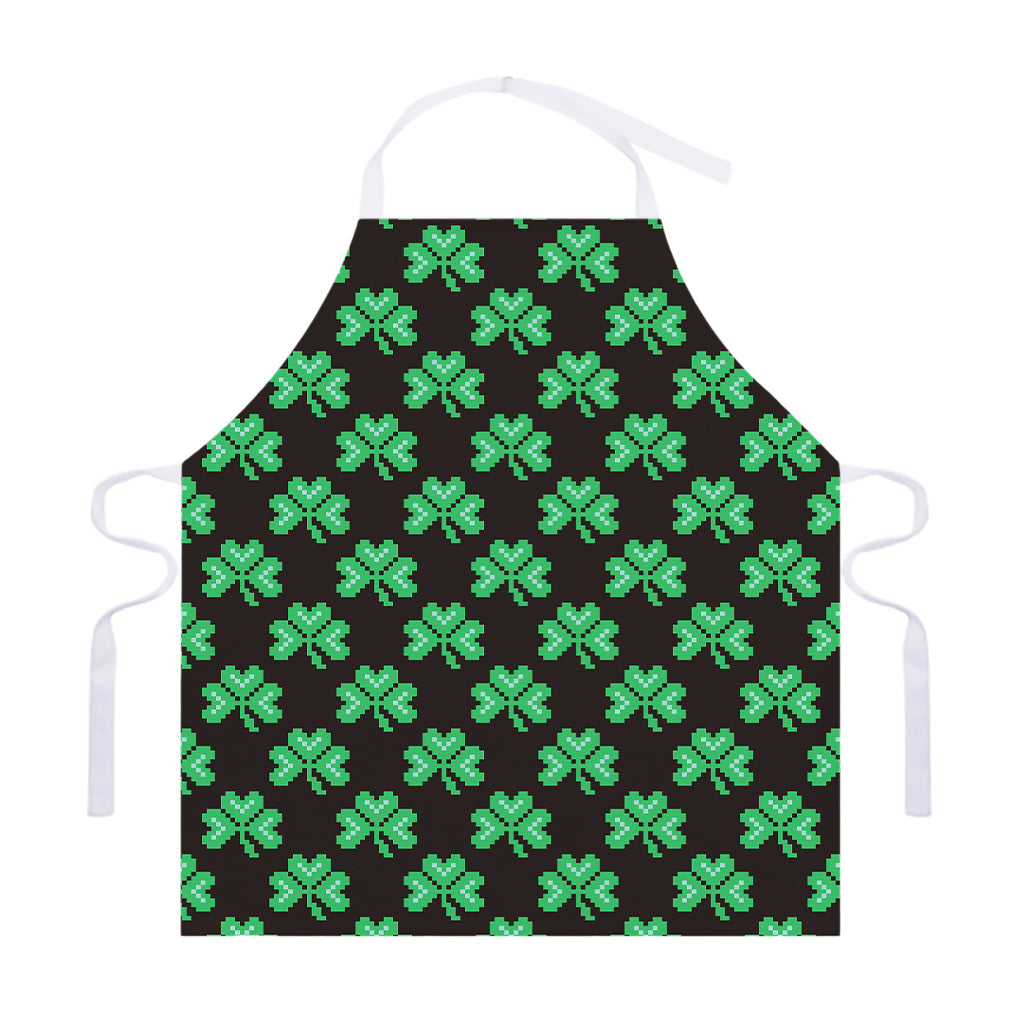 Pixel Clover St. Patrick's Day Print Adjustable Apron
