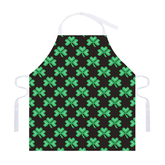 Pixel Clover St. Patrick's Day Print Adjustable Apron