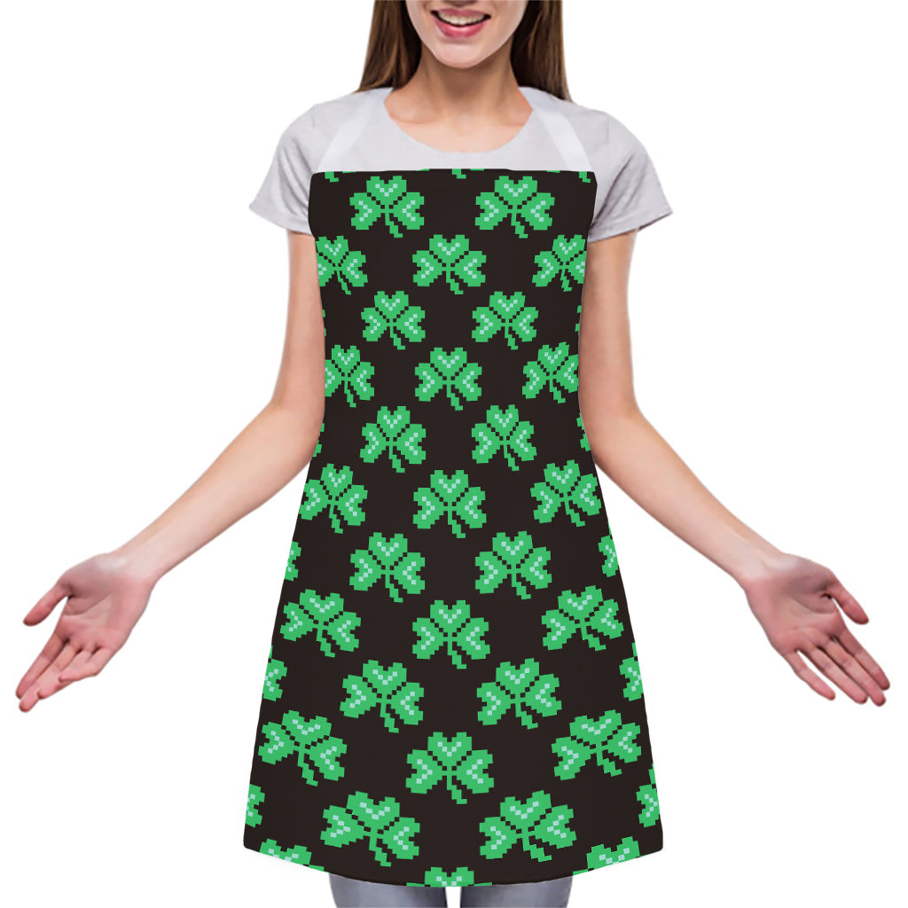 Pixel Clover St. Patrick's Day Print Adjustable Apron