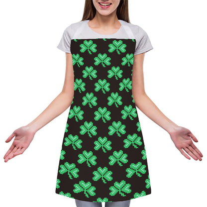 Pixel Clover St. Patrick's Day Print Adjustable Apron