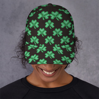 Pixel Clover St. Patrick's Day Print Baseball Cap