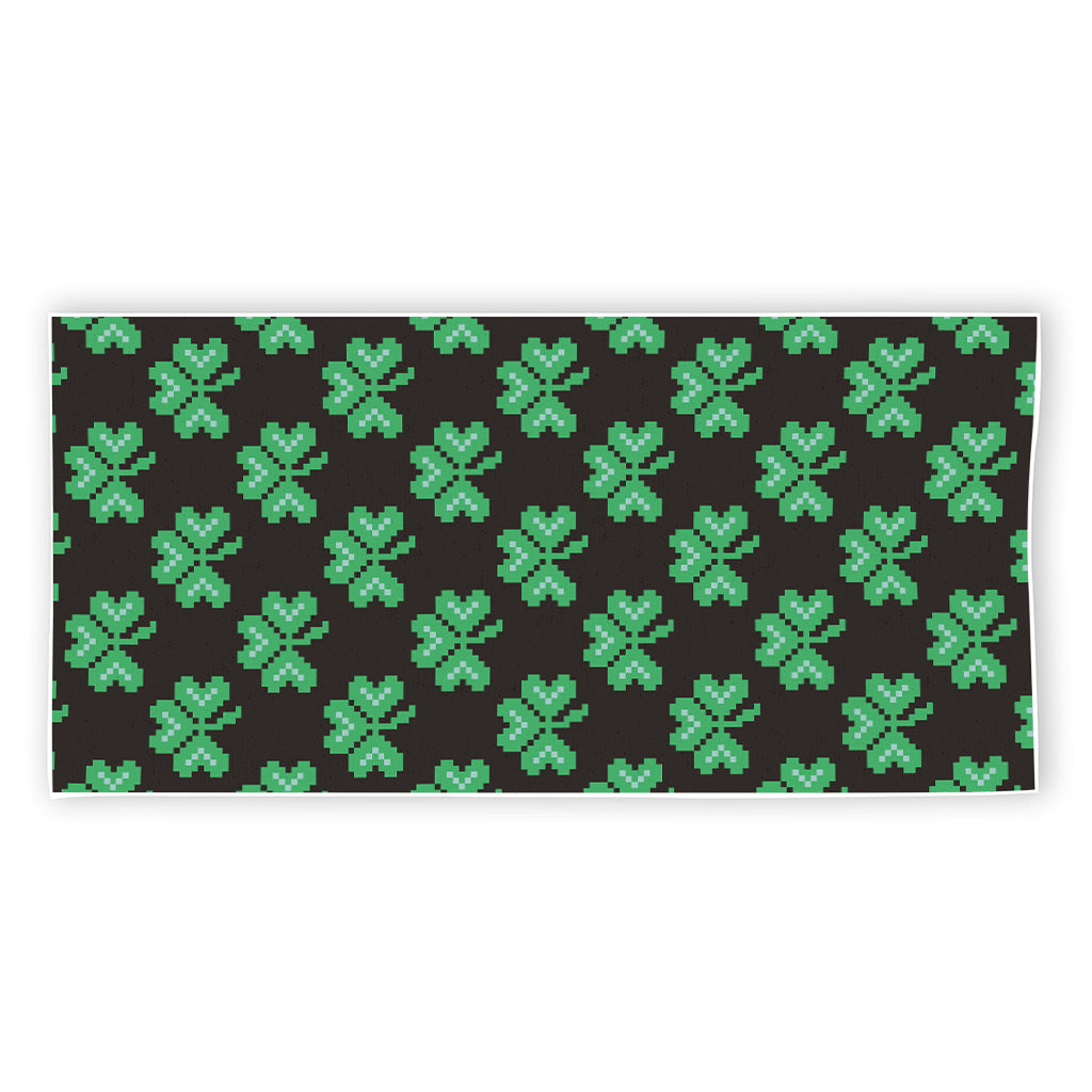 Pixel Clover St. Patrick's Day Print Beach Towel