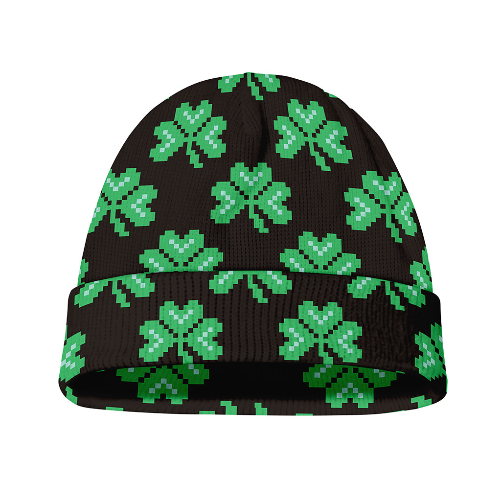 Pixel Clover St. Patrick's Day Print Beanie