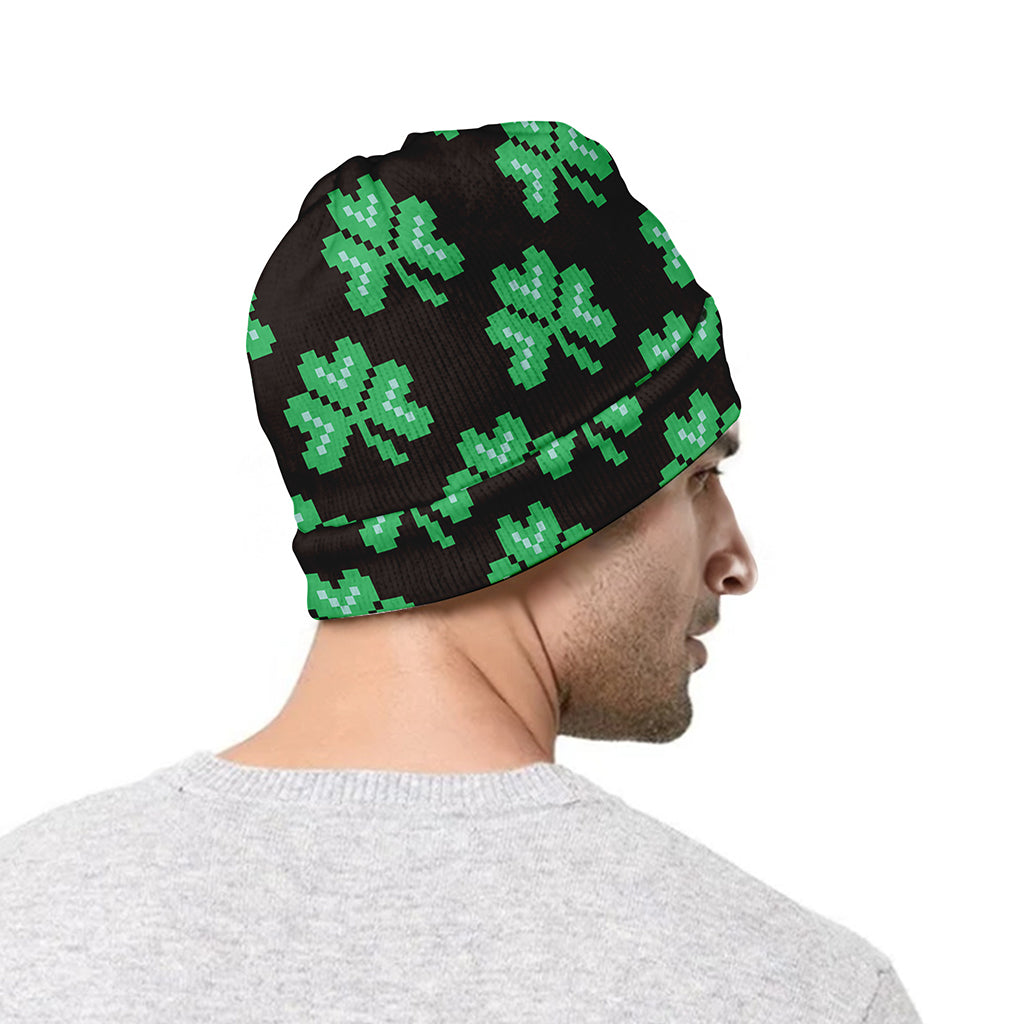 Pixel Clover St. Patrick's Day Print Beanie