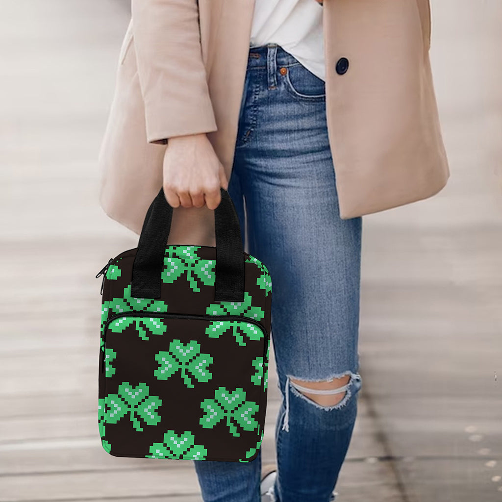 Pixel Clover St. Patrick's Day Print Bible Tote Bag