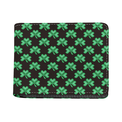 Pixel Clover St. Patrick's Day Print Bifold Wallet