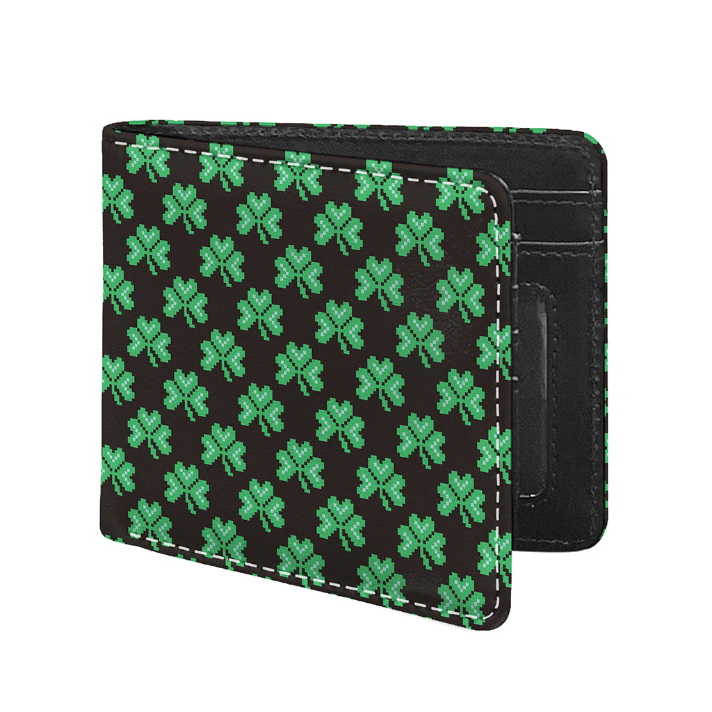 Pixel Clover St. Patrick's Day Print Bifold Wallet