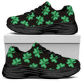 Pixel Clover St. Patrick's Day Print Black Chunky Shoes
