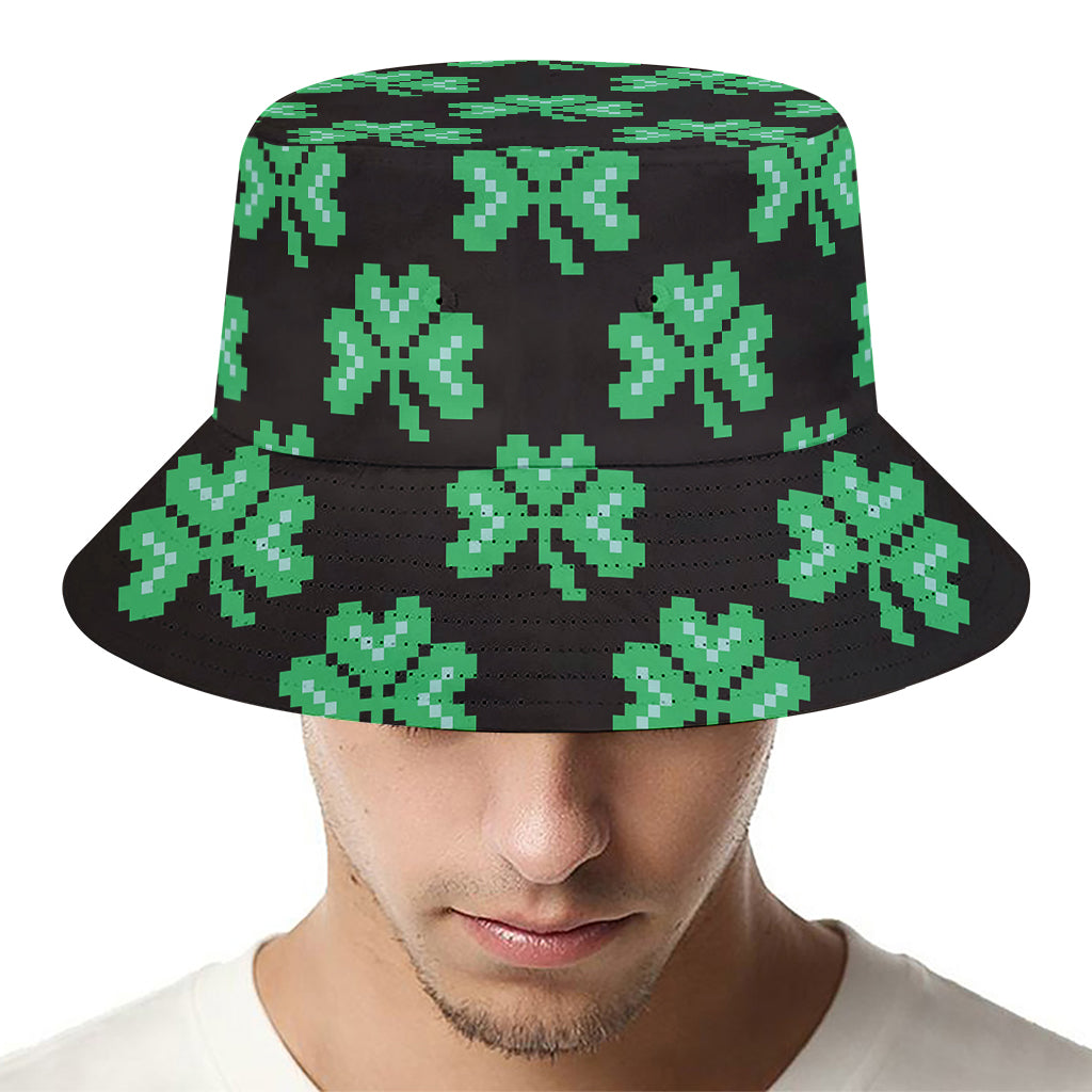 Pixel Clover St. Patrick's Day Print Bucket Hat