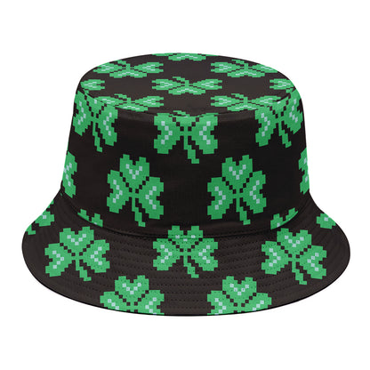 Pixel Clover St. Patrick's Day Print Bucket Hat