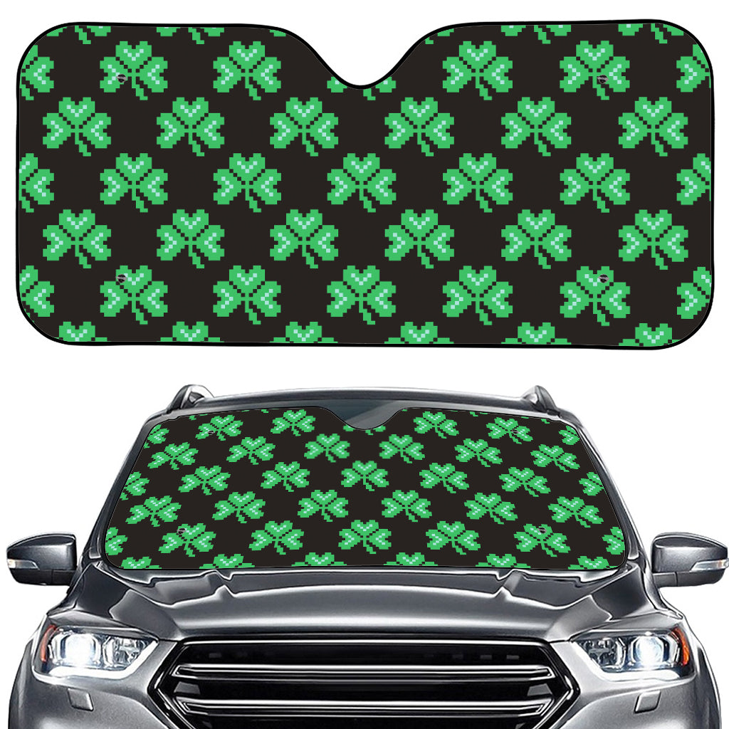 Pixel Clover St. Patrick's Day Print Car Windshield Sun Shade