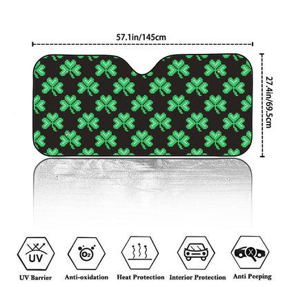 Pixel Clover St. Patrick's Day Print Car Windshield Sun Shade