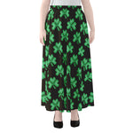 Pixel Clover St. Patrick's Day Print Chiffon Maxi Skirt