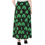 Pixel Clover St. Patrick's Day Print Chiffon Maxi Skirt