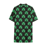 Pixel Clover St. Patrick's Day Print Cotton Hawaiian Shirt