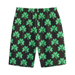 Pixel Clover St. Patrick's Day Print Cotton Shorts