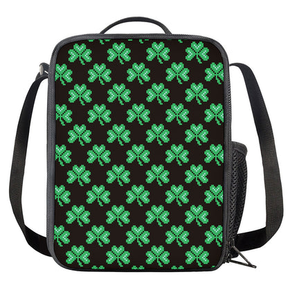 Pixel Clover St. Patrick's Day Print Crossbody Lunch Bag