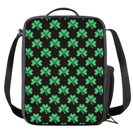 Pixel Clover St. Patrick's Day Print Crossbody Lunch Bag