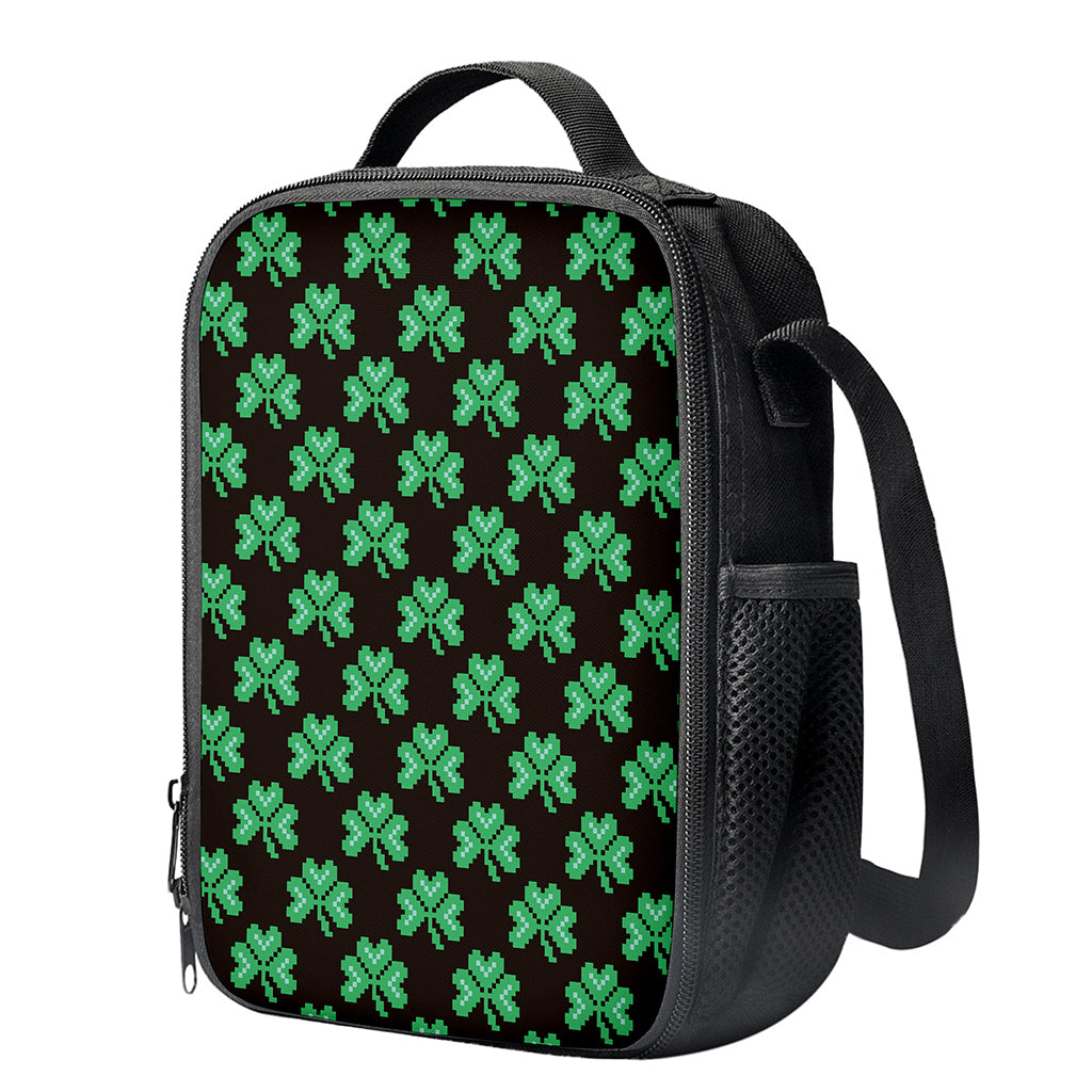 Pixel Clover St. Patrick's Day Print Crossbody Lunch Bag