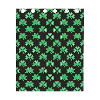 Pixel Clover St. Patrick's Day Print Curtain