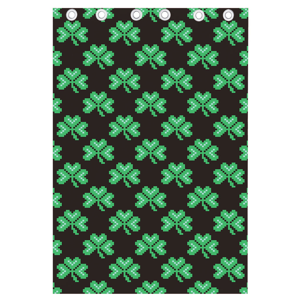 Pixel Clover St. Patrick's Day Print Curtain