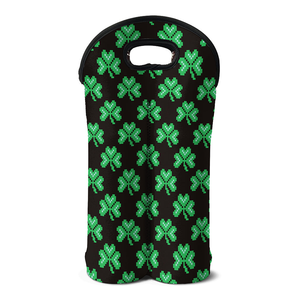 Pixel Clover St. Patrick's Day Print Double Neoprene Wine Tote