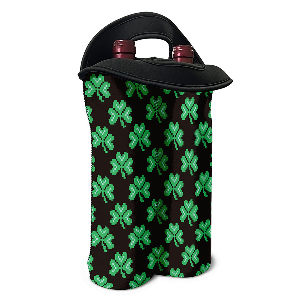 Pixel Clover St. Patrick's Day Print Double Neoprene Wine Tote