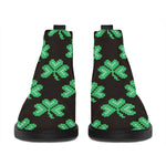 Pixel Clover St. Patrick's Day Print Flat Ankle Boots