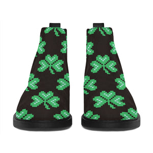 Pixel Clover St. Patrick's Day Print Flat Ankle Boots