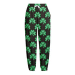 Pixel Clover St. Patrick's Day Print Fleece Lined Knit Pants