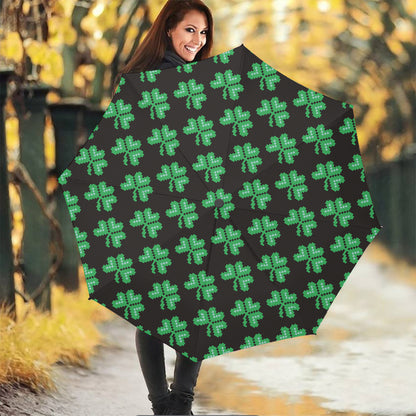 Pixel Clover St. Patrick's Day Print Foldable Umbrella