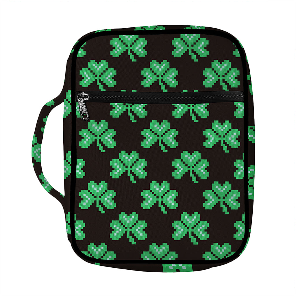 Pixel Clover St. Patrick's Day Print Front Pocket Bible Bag