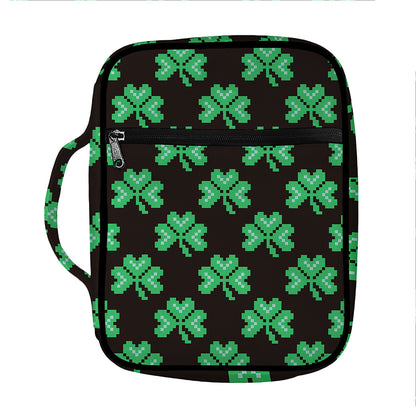 Pixel Clover St. Patrick's Day Print Front Pocket Bible Bag