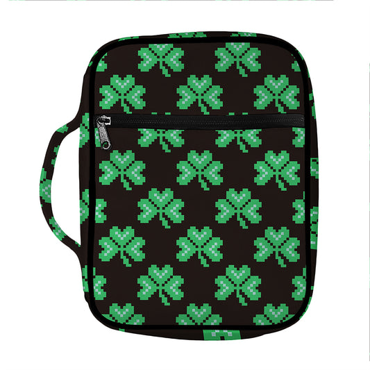 Pixel Clover St. Patrick's Day Print Front Pocket Bible Bag