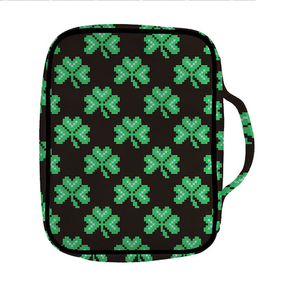 Pixel Clover St. Patrick's Day Print Front Pocket Bible Bag