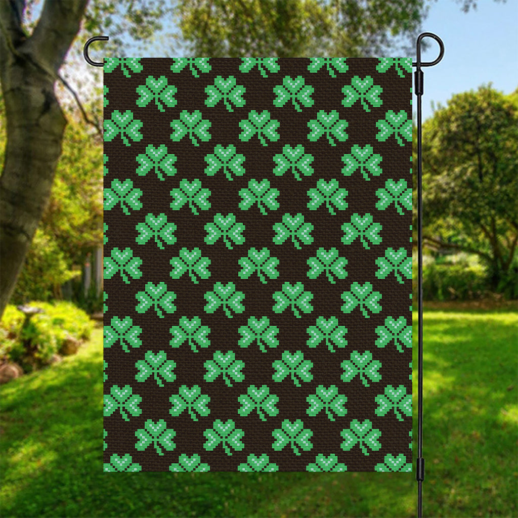 Pixel Clover St. Patrick's Day Print Garden Flag
