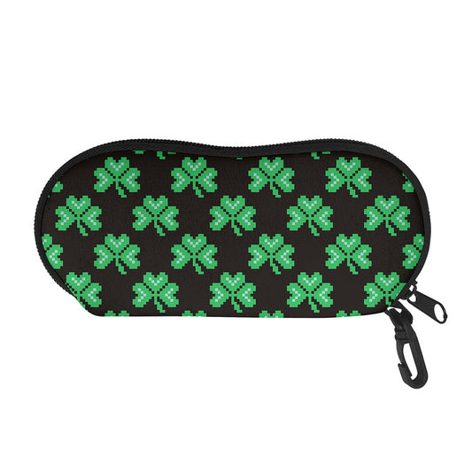 Pixel Clover St. Patrick's Day Print Glasses Case