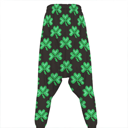 Pixel Clover St. Patrick's Day Print Hammer Pants