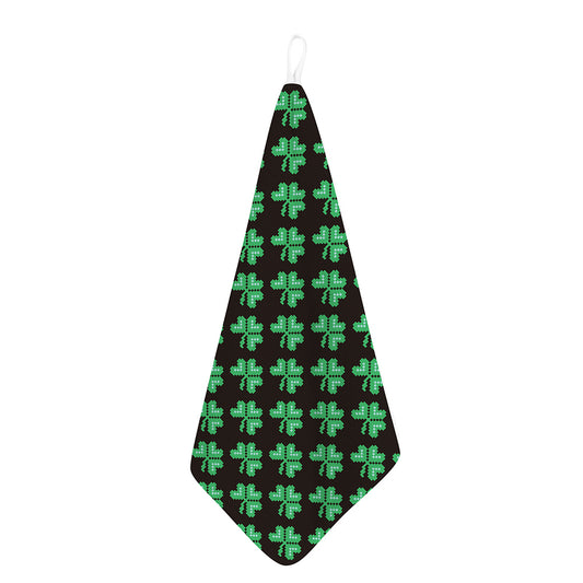 Pixel Clover St. Patrick's Day Print Hand Towel