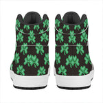 Pixel Clover St. Patrick's Day Print High Top Leather Sneakers