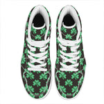 Pixel Clover St. Patrick's Day Print High Top Leather Sneakers
