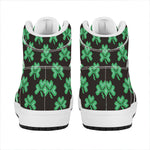 Pixel Clover St. Patrick's Day Print High Top Leather Sneakers