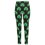 Pixel Clover St. Patrick's Day Print High-Waisted Pocket Leggings