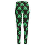 Pixel Clover St. Patrick's Day Print High-Waisted Pocket Leggings