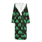 Pixel Clover St. Patrick's Day Print Hooded Bathrobe