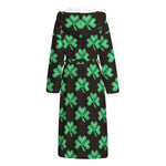 Pixel Clover St. Patrick's Day Print Hooded Bathrobe