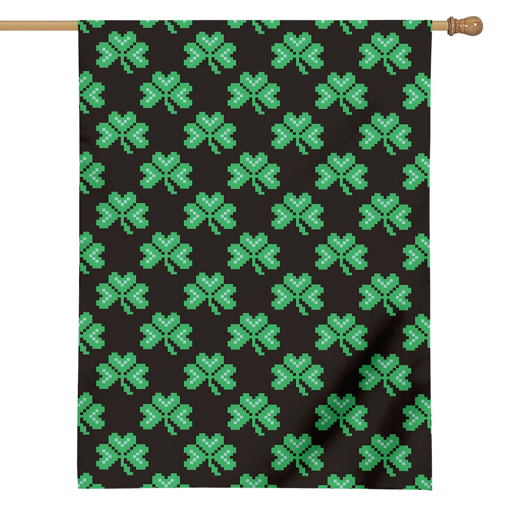 Pixel Clover St. Patrick's Day Print House Flag